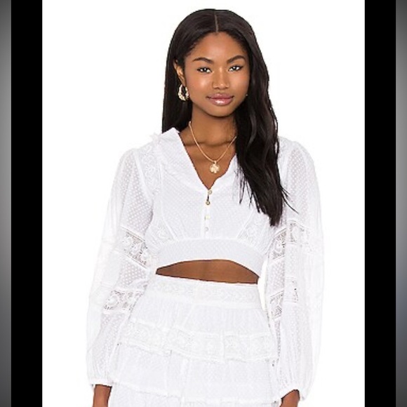 LoveShackFancy Tops - LoveShackFancy white Lace Blouse size 4